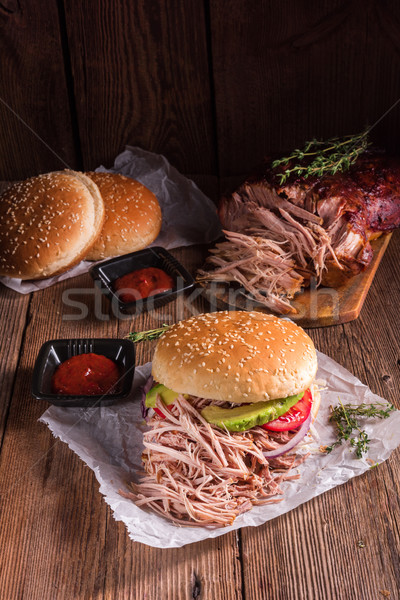 Hamburger pulled pork Stock photo © Dar1930