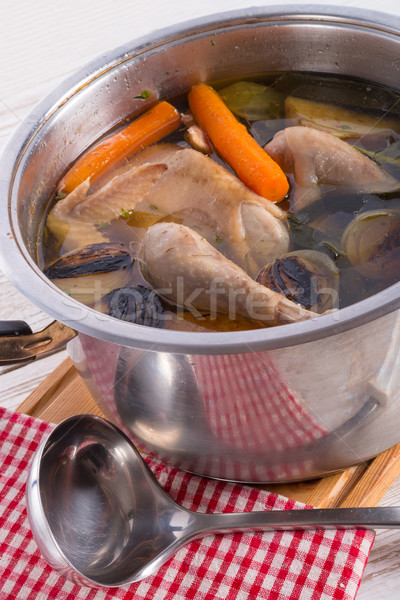 Foto stock: Pollo · olla · metal · cena · carne · hortalizas