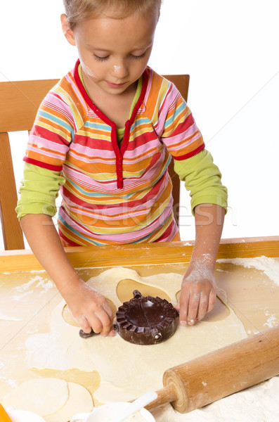 Pequeño ninas cocinar nina alimentos mano Foto stock © Dar1930