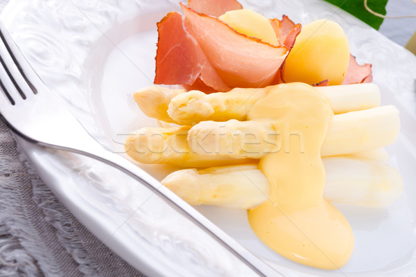 Zdjęcia stock: Szparagów · sos · restauracji · biały · obiad · warzyw