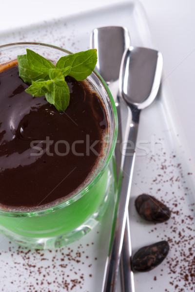 Stockfoto: Mint · sorbet · blad · vruchten · ijs · bar