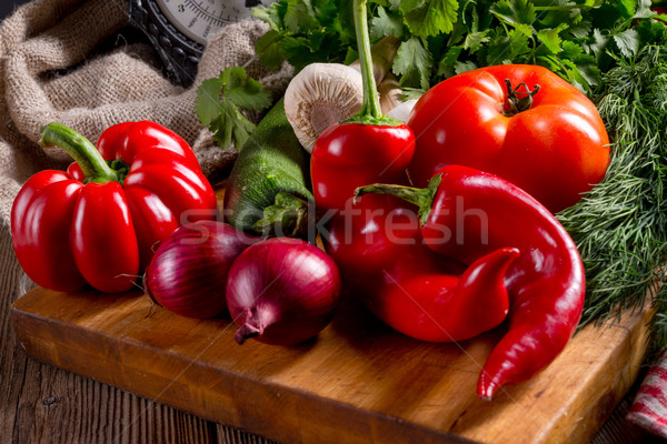Stockfoto: Plantaardige · tablet · Rood · markt · salade · plant