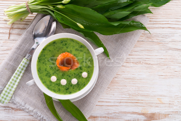Bear allium soup with smoking salmon Stock photo © Dar1930