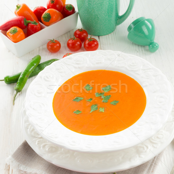 [[stock_photo]]: Paprika · soupe · alimentaire · automne · tomate · chaud