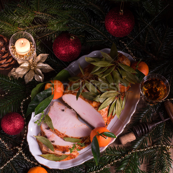 aromatic turkey roast in piquant marinade and Bay laurel Stock photo © Dar1930