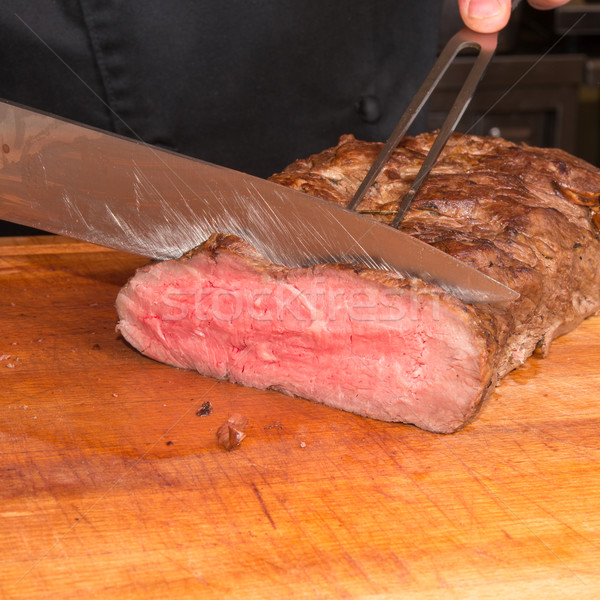 Foto stock: Corto · lomo · salud · fondo · vaca · carne