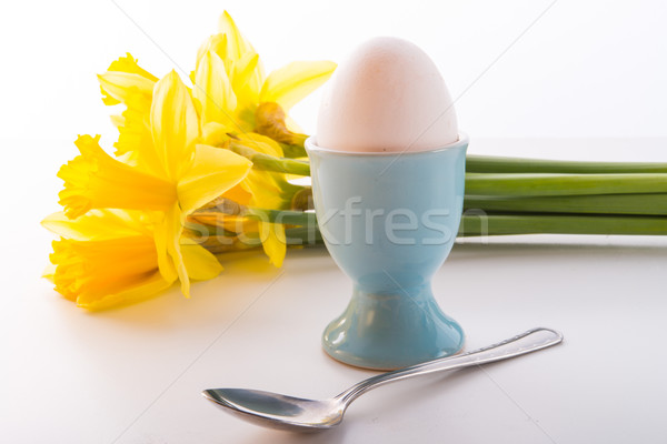 Eierdopje ei ontbijt eten lepel Geel Stockfoto © Dar1930