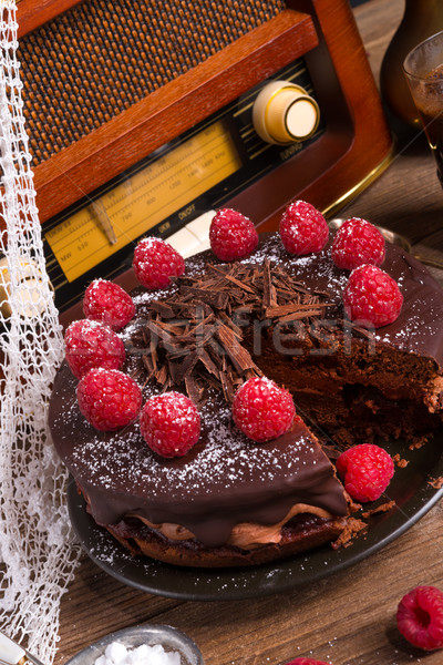 chocolate cake and Turkish coffee - vintage style Stock photo © Dar1930