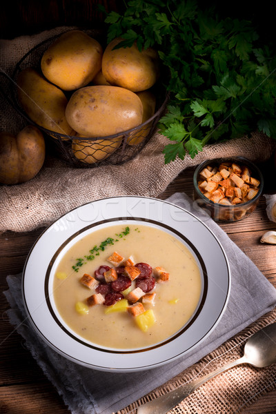 Aardappelsoep gezondheid retro vintage lunch soep Stockfoto © Dar1930