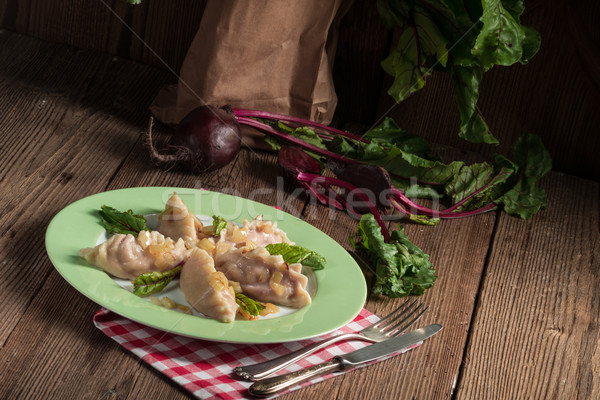 piquant pierogi with Beetroot and cheese filling Stock photo © Dar1930