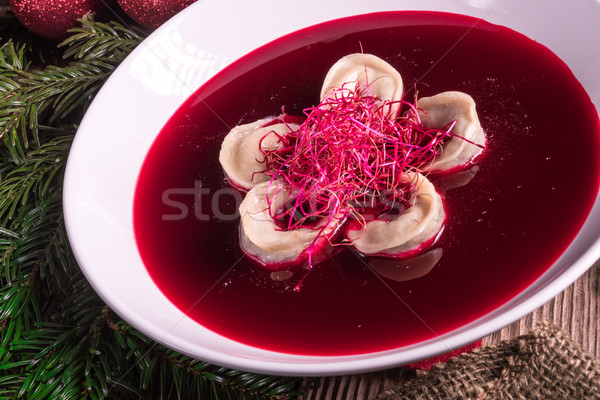 Rojo sopa cocina cena caliente Navidad Foto stock © Dar1930