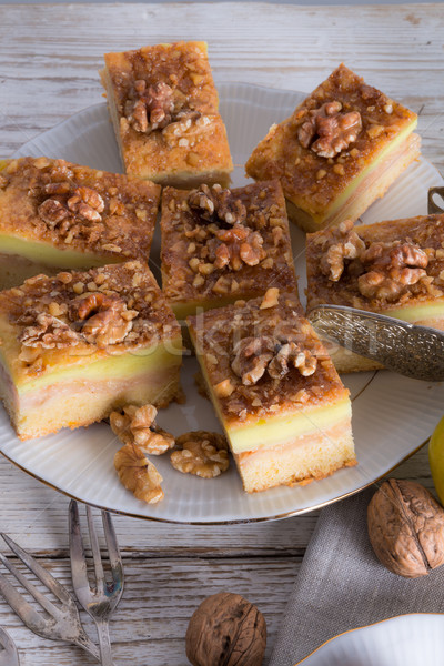 apple strudel with vanilla pudding and nuts Stock photo © Dar1930