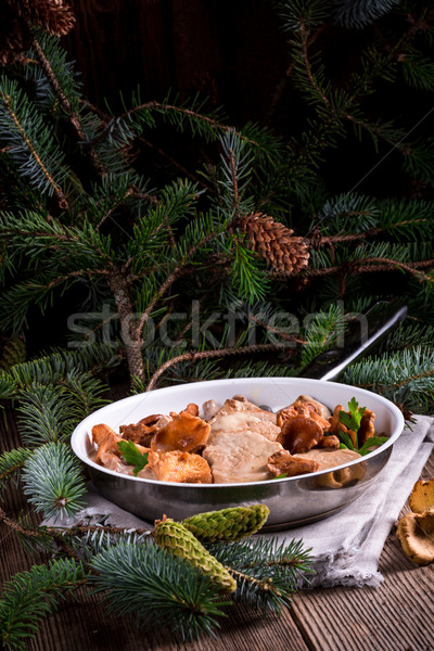 Pork tenderloin with Chanterelle sauce Stock photo © Dar1930