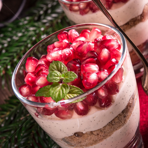 Pomegranate -Mascarpone dessert Stock photo © Dar1930