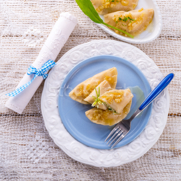 Stock photo: pierogi with wild garlic filling