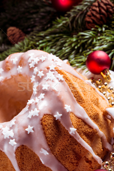 Navidad madeira torta alimentos placa blanco Foto stock © Dar1930