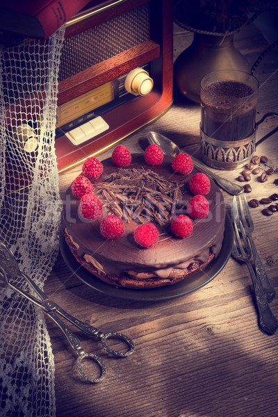 chocolate cake and Turkish coffee - vintage style Stock photo © Dar1930