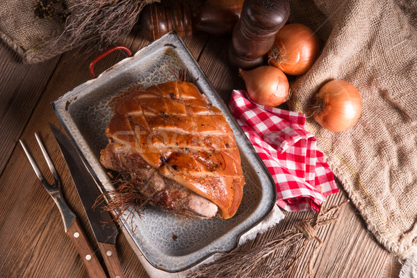 Foto d'archivio: Carne · di · maiale · Pasqua · alimentare · party · ristorante · piatto