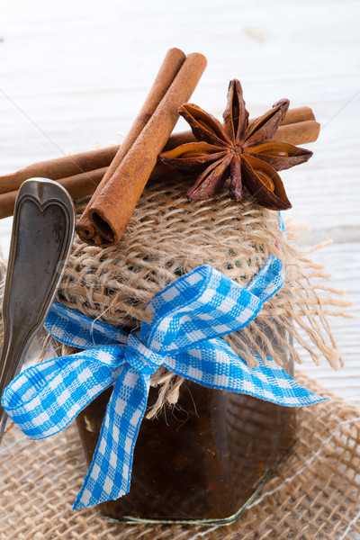 Foto stock: Ciruela · atasco · hoja · frutas · verano · mesa