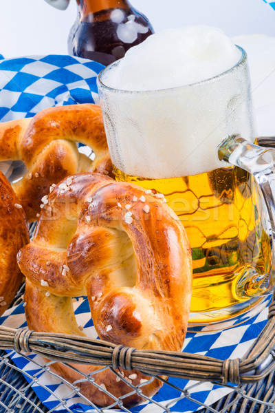 homemade pretzels and bavarian beer Stock photo © Dar1930