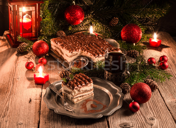 ストックフォト: クリスマス · ティラミス · 食品 · パーティ · チョコレート · 背景