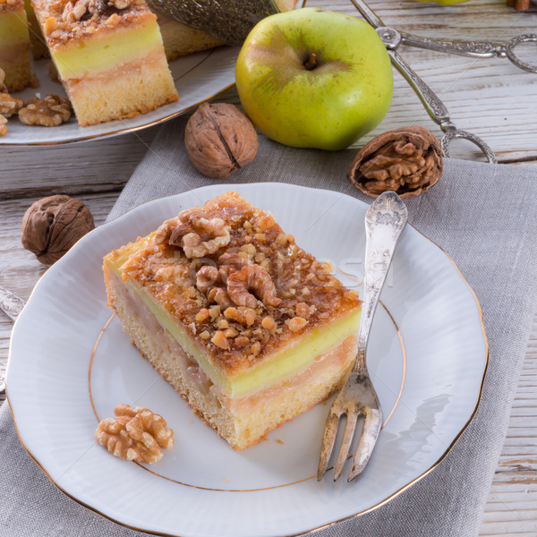 apple strudel with vanilla pudding and nuts Stock photo © Dar1930