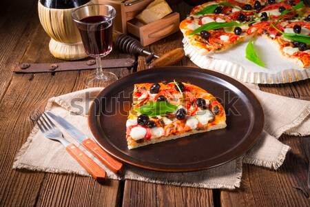 Stock photo: Wild garlic - margarita pizza