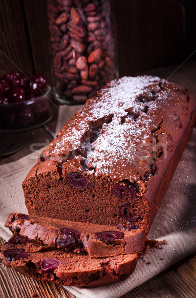 chocolate cake with cherries Stock photo © Dar1930