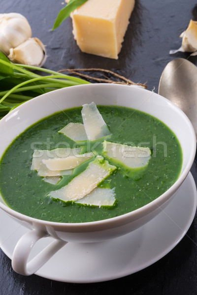 Stock photo: wild garlic soup with Parmesan