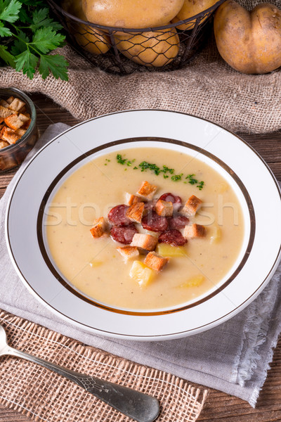 Aardappelsoep gezondheid retro vintage lunch soep Stockfoto © Dar1930