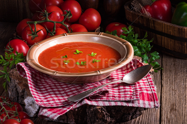 Stock photo: Rustic tomato soup