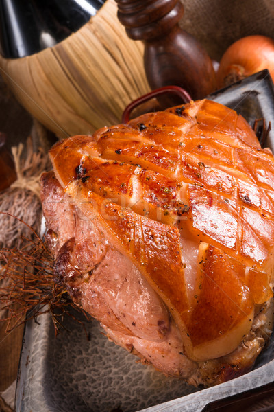 Stock photo: pork roast with crackling