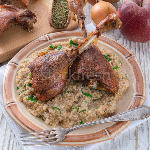 roasted goose thighs with grits Stock photo © Dar1930