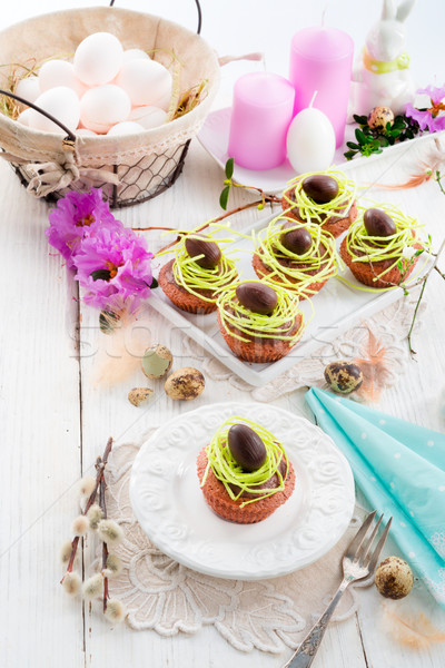 Paskalya kekler çiçek gıda yumurta şeker Stok fotoğraf © Dar1930