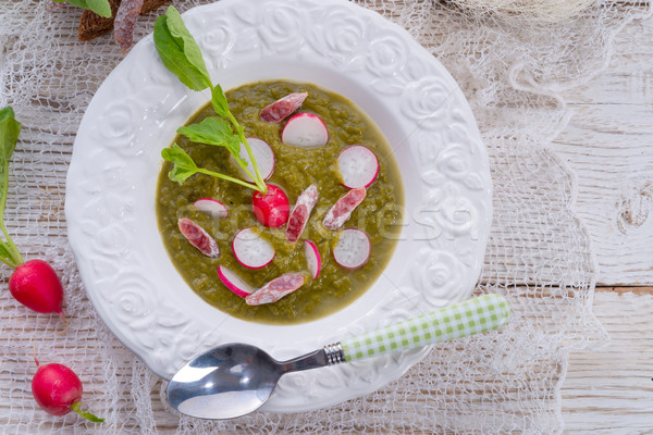 зеленый редис суп лист еды белый Сток-фото © Dar1930