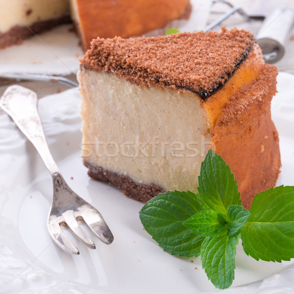 Cheesecake kek yeşil taze tatlı yemek Stok fotoğraf © Dar1930