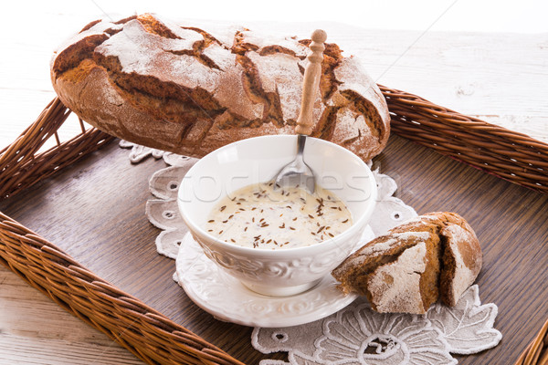 Cooking cheese with caraway, home-made Stock photo © Dar1930