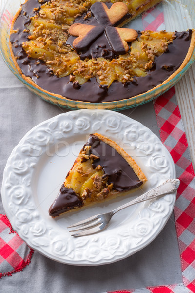 Pere cioccolato crostata torta colazione bianco Foto d'archivio © Dar1930