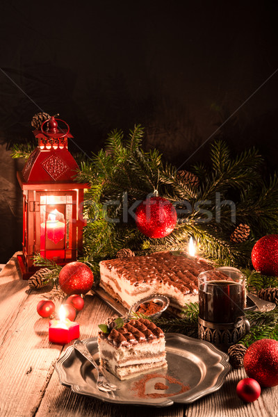 Foto stock: Natal · tiramisu · comida · festa · chocolate · fundo