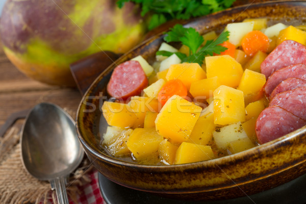 Suppe Gemüse Gemüse Bein Ernährung Zwiebel Stock foto © Dar1930