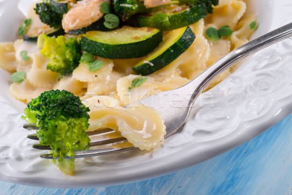 Pasta zucchine broccoli sfondo cena forcella Foto d'archivio © Dar1930