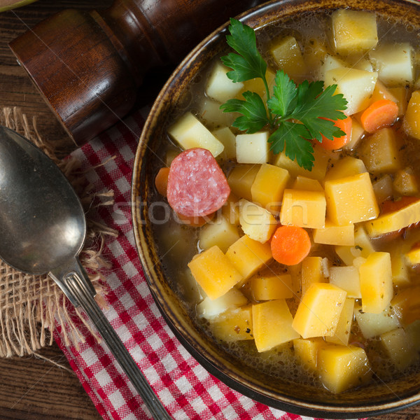 Suppe Gemüse Gemüse Bein Ernährung Zwiebel Stock foto © Dar1930