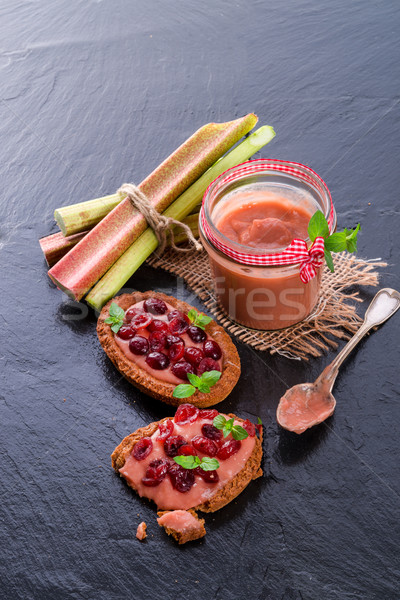 Rhubarbe canneberges fruits vert plaque manger [[stock_photo]] © Dar1930