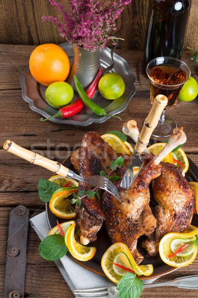 Stockfoto: Ganzen · vlees · dag · voedsel · vogel · tabel