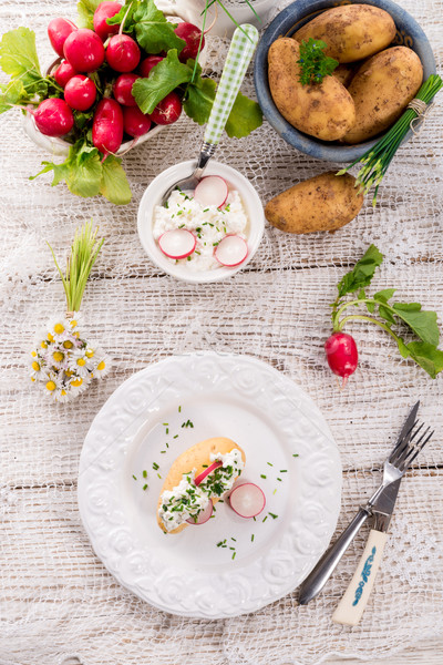 Nouvelle pommes de terre printemps fond cuisine fromages [[stock_photo]] © Dar1930