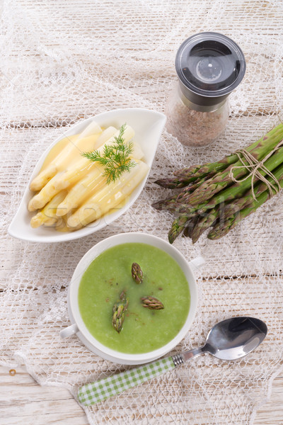 Zielone szparagów zupa zdrowia restauracji obiedzie Zdjęcia stock © Dar1930