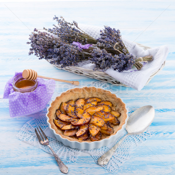 Nectarine tarte with lavender and honey Stock photo © Dar1930