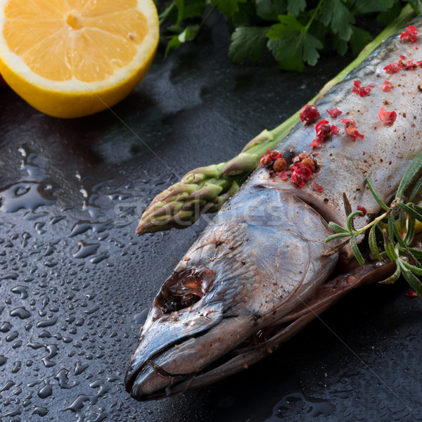 Foto d'archivio: Verde · asparagi · pesce · cucina · insalata · cuoco