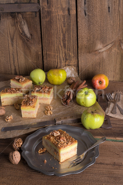 apple strudel with vanilla pudding and nuts Stock photo © Dar1930