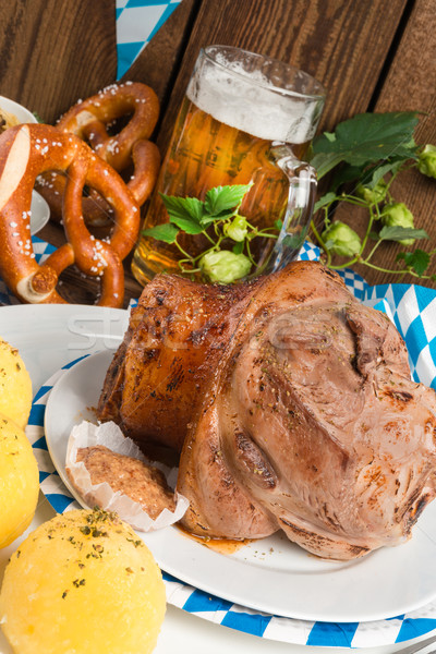 Stock photo: Schweinshaxe - pork knuckle on Bavarian 